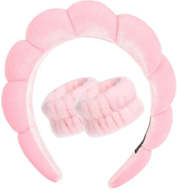 YULIN Mikrofaser Wasch-Handgelenkbänder und Stirnbänder, 3 Stück, rosa - Bild 1