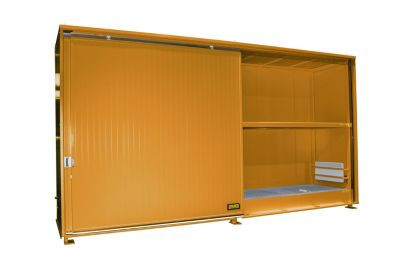 Isolierter Regalcontainer BAUER CEH 59-2 aus Stahl mit Schiebetor in Orange, B/T/H: 644,0 x 155,0 x 303,0 cm - Bild 1