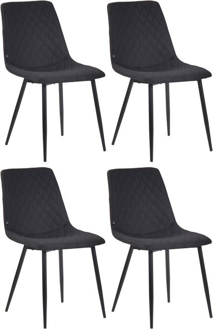 CLP 4er Set Esszimmerstühle Telde aus Stoff mit gesteppter Sitzfläche und Metallgestell in Schwarz - Bild 1