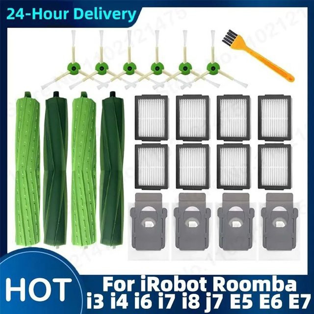 Ersatzset aus HEPA-Filter, Seitenbürsten und Staubbeuteln für iRobot Roomba i3 i4 i6 i7 i8 E5 E6 E7 Roboterstaubsauger - Bild 1