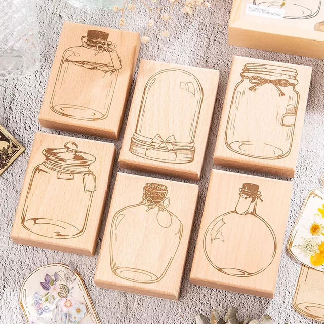 Yoofun Vintage Traum in Flasche Holzstempel für Journaling und Scrapbooking in Braun - Bild 1