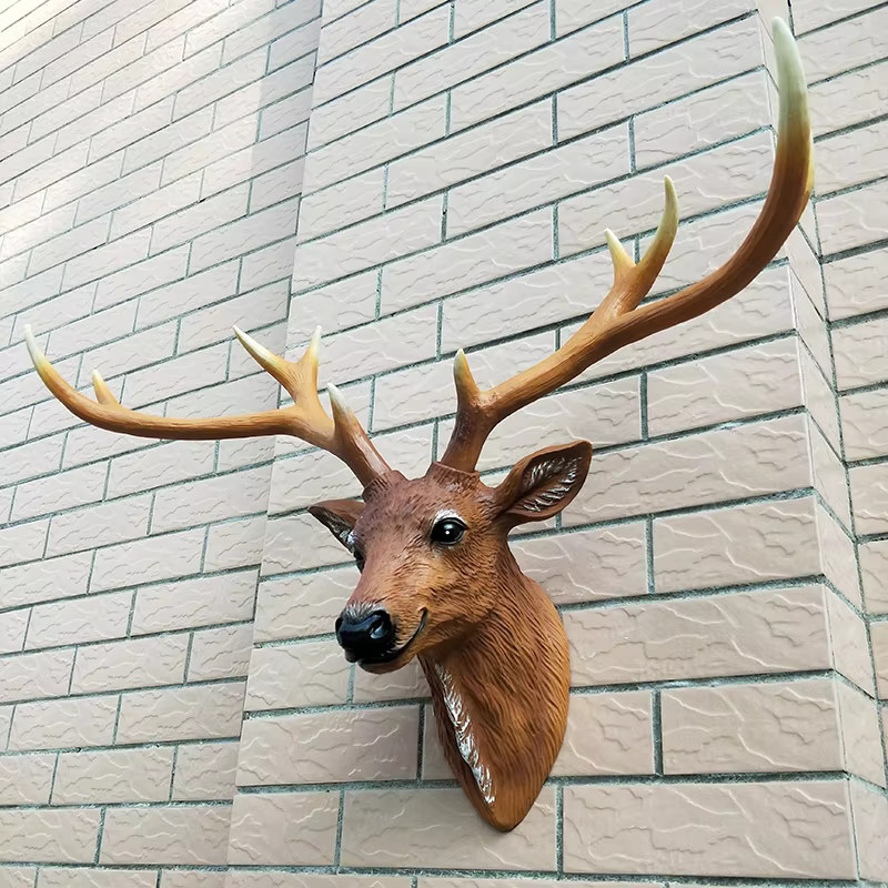 Milsccat 3D Hirschkopf Wanddekoration aus Harz in Schwarz, moderne Tierkopf Skulptur für dein Zuhause - Bild 2