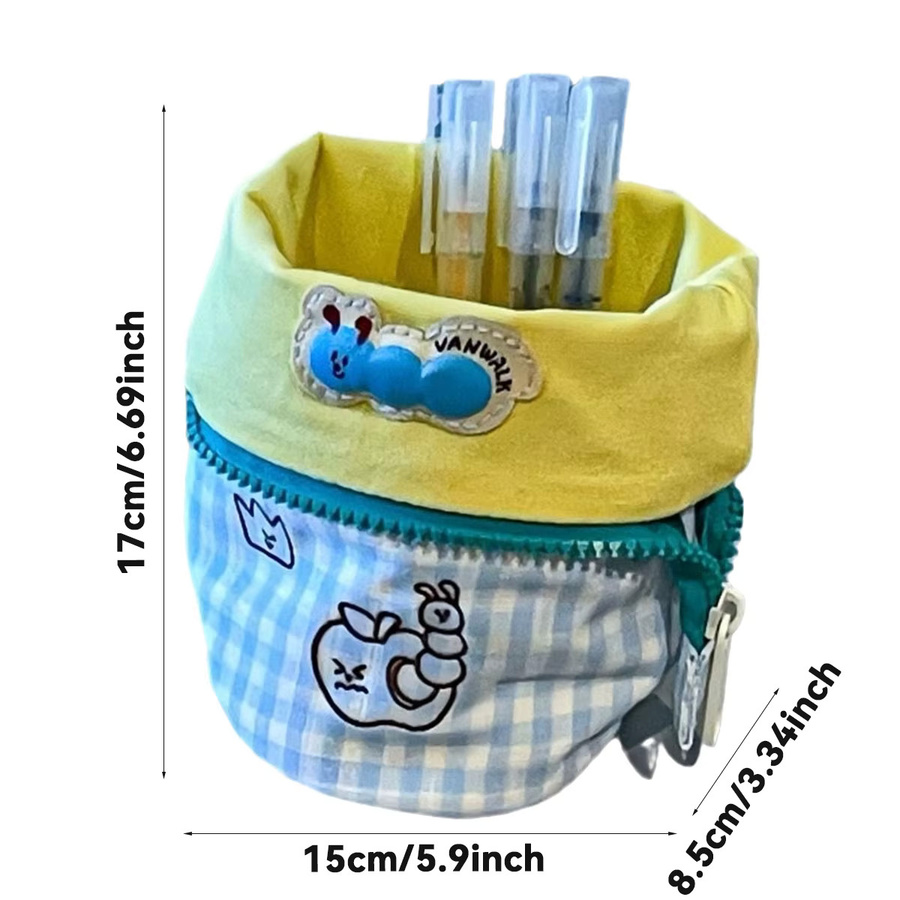 Kawaii Federmäppchen aus Textil in Gelb für Studenten und Schule - Bild 2
