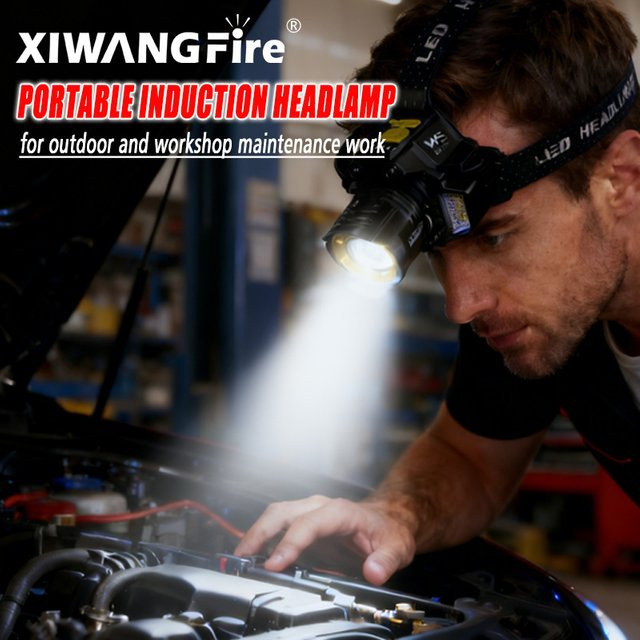 XIWANGFIRE USB wiederaufladbares LED-Kopflicht mit COB-LED, zoombarer wasserdichter Scheinwerfer in Schwarz für Outdoor-Aktivitäten wie Laufen, Angeln und Radfahren - Bild 1