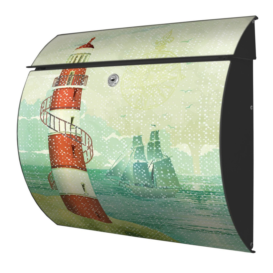 Wandbriefkasten Toscana von Burg-Wächter mit Leuchtturm-Motiv in Anthrazit, B/T/H: 38 x 33 x 11 cm - Bild 1