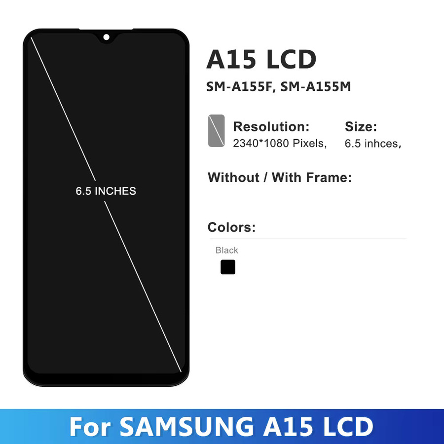Samsung A15 5G SM-A156B und A15 4G SM-A155F LCD-Display mit Rahmen, 6,5 Zoll Digitaler Touchscreen in Schwarz - Bild 3