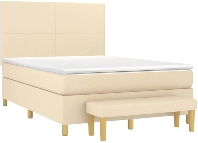 vidaXL Boxspringbett mit Matratze Hybrid-Design in Creme und Beige, B/B/H: 140 x 190 cm - Bild 1