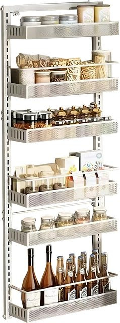 HiMISS 6-stufiger Über-der-Tür-Organizer aus Metall für die Vorratskammer, Hänge- und Wandmontage, Weiß, B/T/H: 44,0 x 126,0 cm - Bild 1