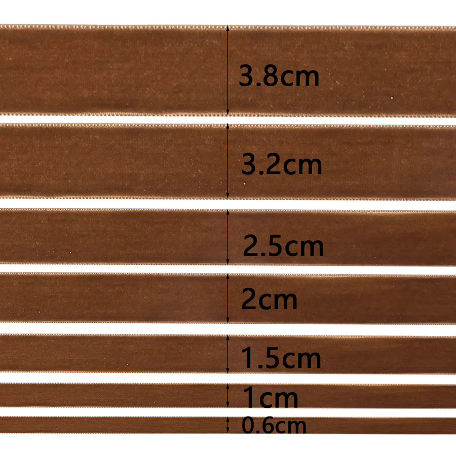 Braunes Samtband mit einseitiger Beflockung für DIY-Geschenkverpackungen und Weihnachtsdekoration, 5–10 Yards - Bild 2
