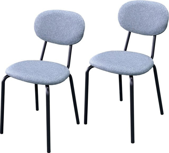 HTI-Living Stuhl Anella 2er-Set Grau mit Stoffbezug und Metallgestell - Bild 1