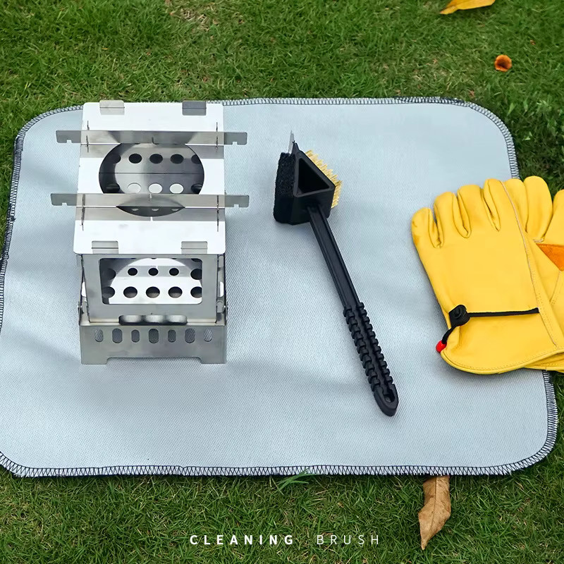 3 in 1 Grillbürste mit Kupferdraht und Schwamm sowie Schaufel für die Reinigung von Grill und Ofen, Schwarz - Bild 3