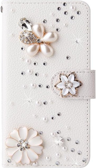 Glitzer Klappbrieftaschen Hülle für Apple iPhone 11 bis iPhone 17 Pro Max in Weiß - Bild 1