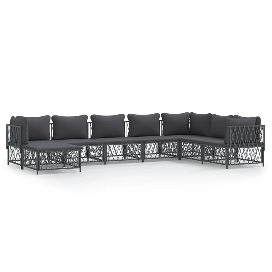 vidaXL 8-teiliges Garten-Lounge-Set in Anthrazit mit Kissen aus Textilene und pulverbeschichtetem Stahl - Bild 2