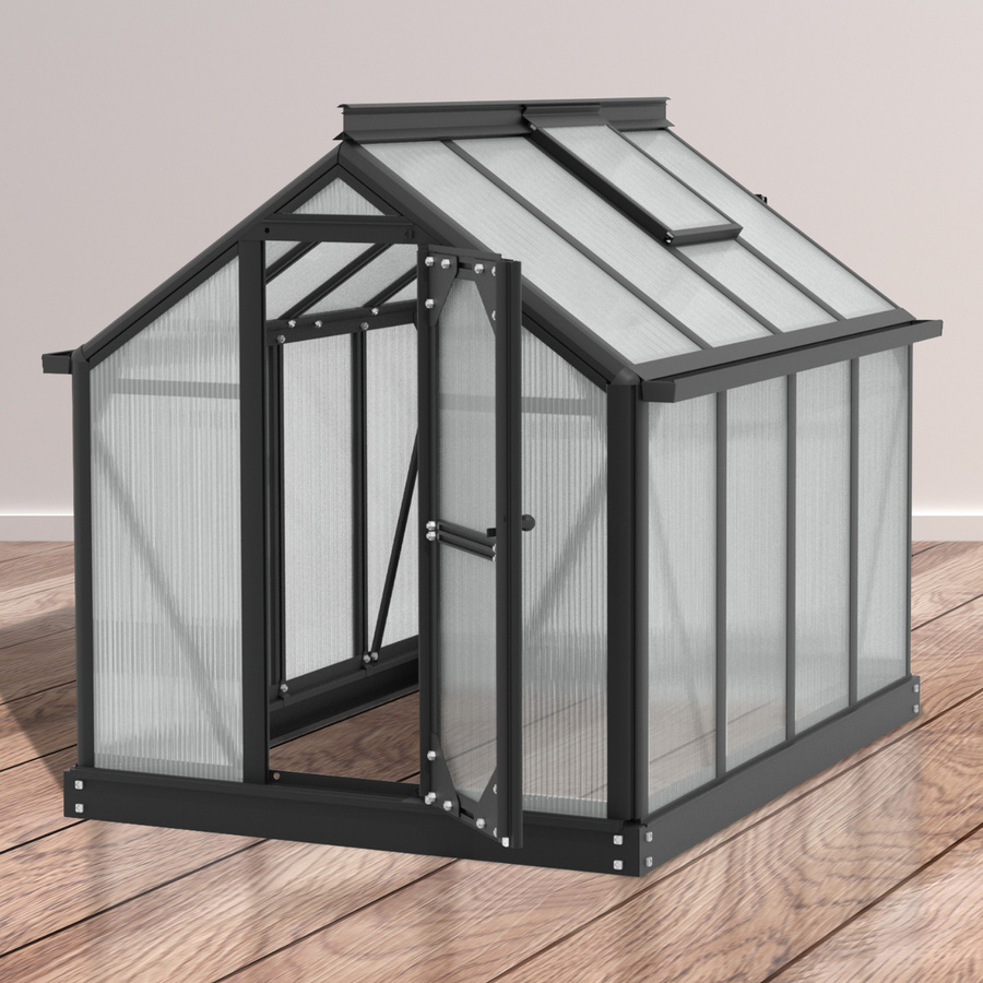 Vitavia Minigewächshaus Merlin in Schwarz mit Polycarbonat-Hohlkammerplatten, B/T/H: 120 x 87,2 x 106,5 cm - Bild 5