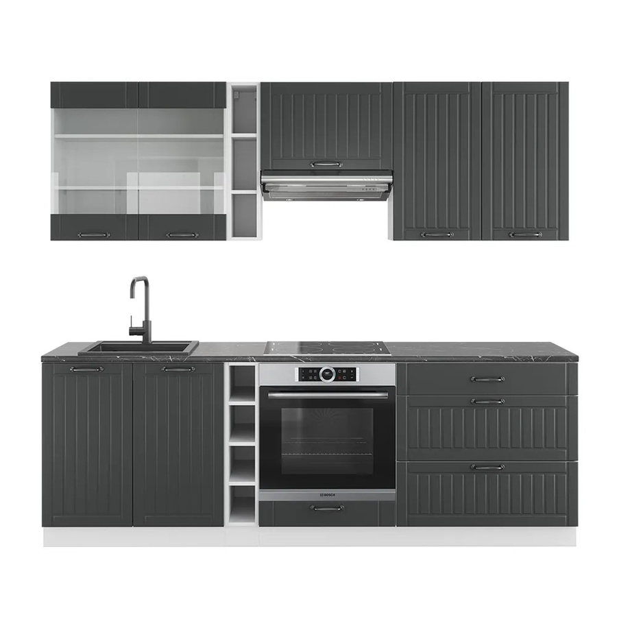 Vicco Küchenzeile Fame-Line Landhausstil in Weiß und Anthrazit Breite: 235 cm - Bild 3