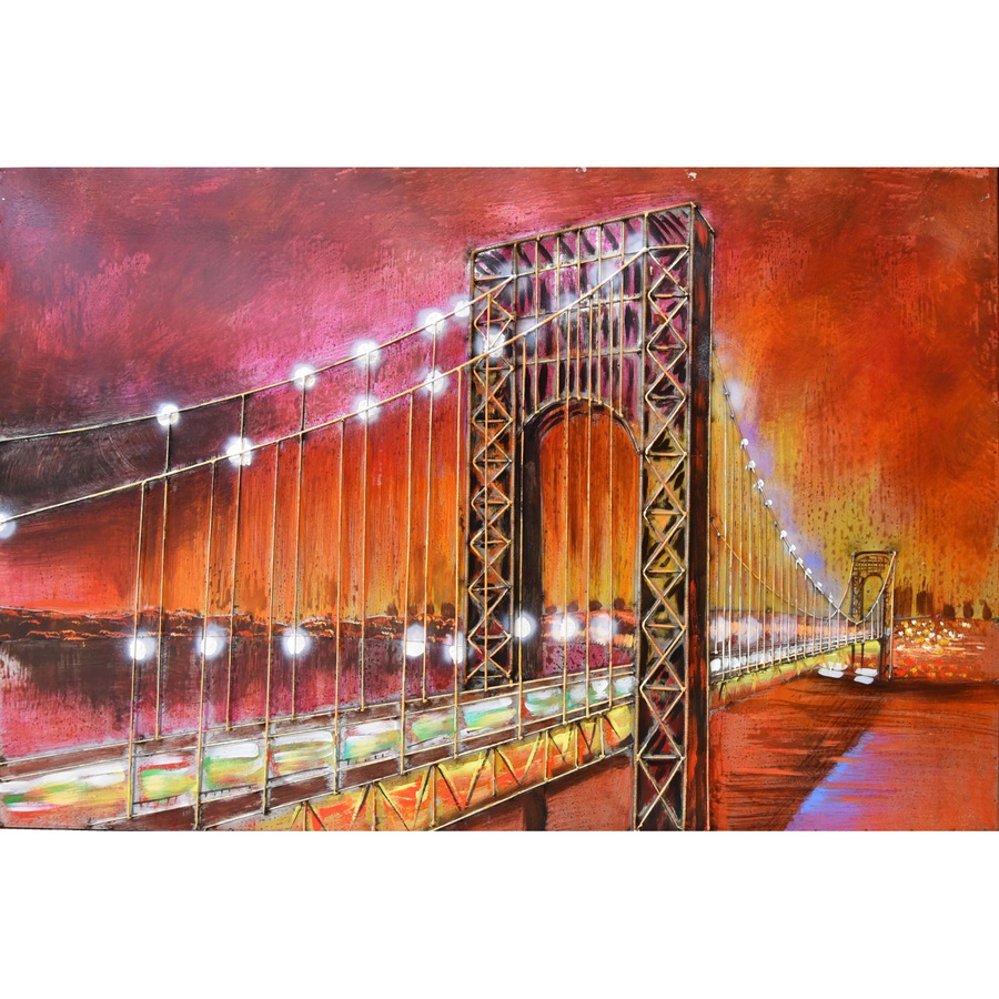 DELUKE 3D-Metallbild Brücke in Bunt, Vintage Wandbild aus Stahl, Höhe: 120,5 cm, Breite: 80 cm, Tiefe: 4 cm - Bild 2