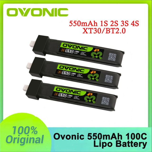 OVONIC LiPo Akku 550mAh 100C für RC FPV Racing Drone Quadcopter mit BT2.0 oder XT30 Stecker - Bild 1