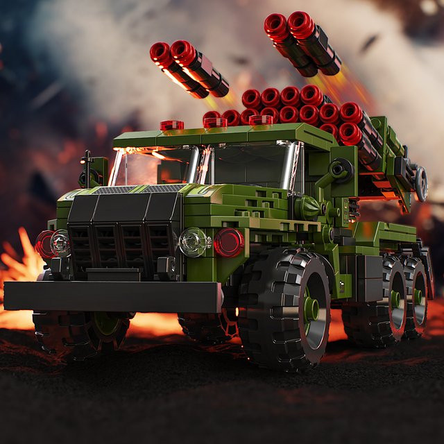 TYCOLE Raketen Fahrzeug Bausteine Set in Grün mit 746 Teilen aus Kunststoff - Bild 1
