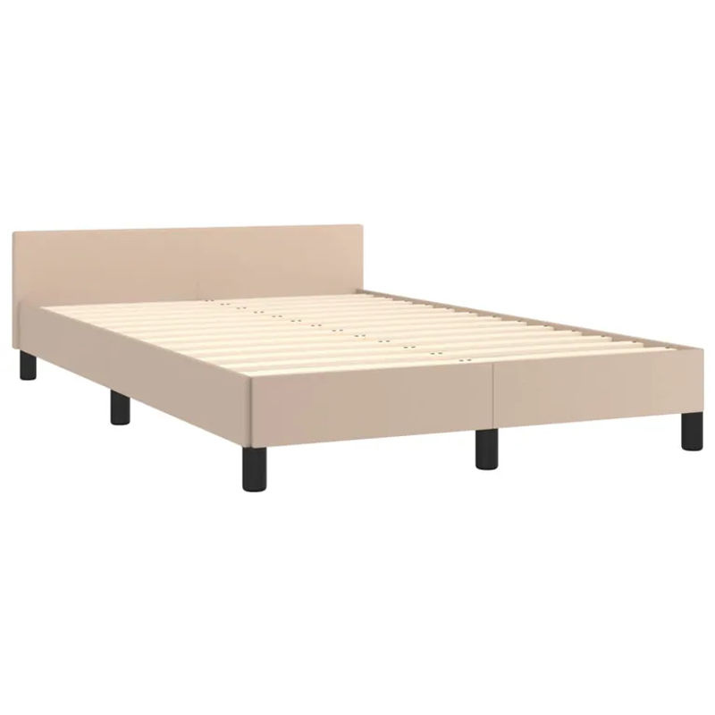 Vidaxl Polsterbett mit Kopfteil aus Kunstleder in Braun und Beige, B/T/H: 120 x 200 cm - Bild 2