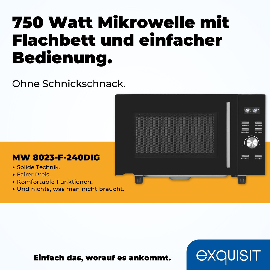 Exquisit Mikrowelle MW8023-F-240GDI mit Grill in Schwarz - Bild 2