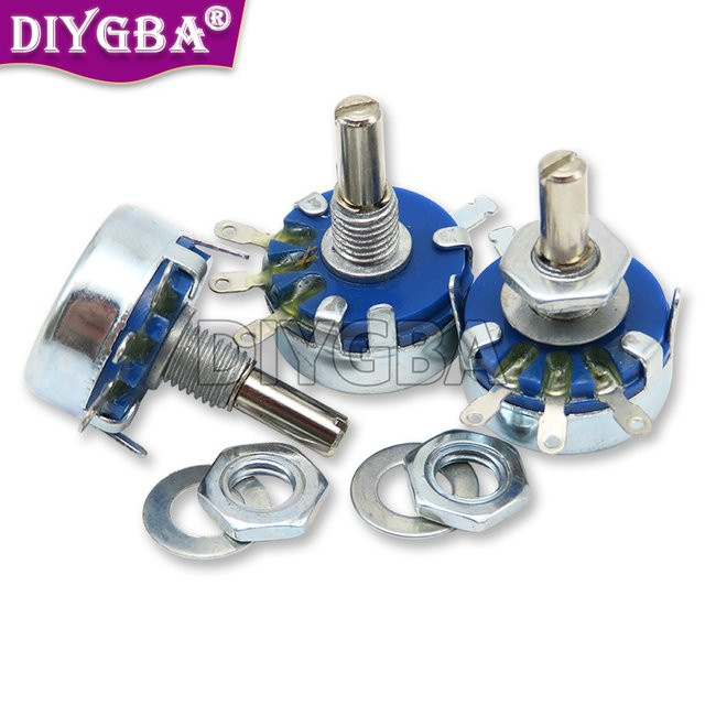 5 Stück DIYGBA Kohlepotentiometer Rundwellen-Drehregler mit 3 Klemmen in Blau - Bild 1