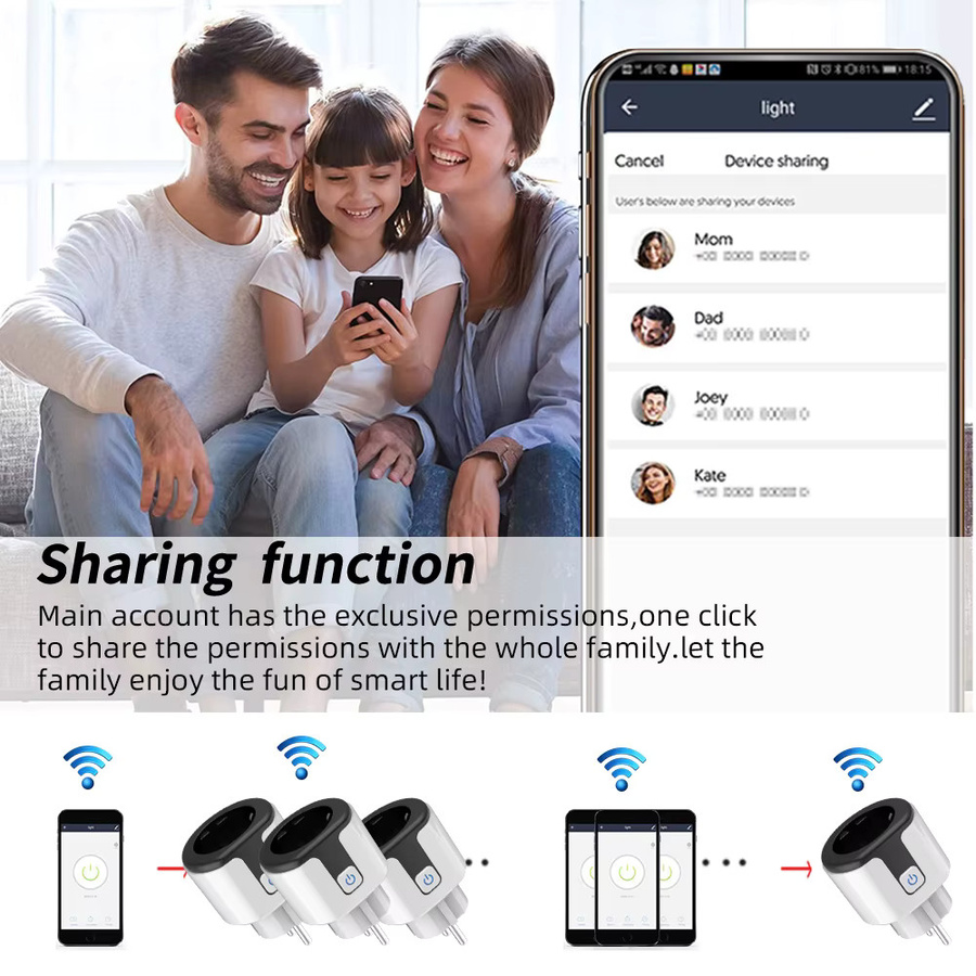 Tuya WiFi Smart Plug mit Stromüberwachung und Zeitschaltfunktion, Smart Life App-Steuerung, kompatibel mit Alexa und Google, Farbe: Weiß - Bild 4