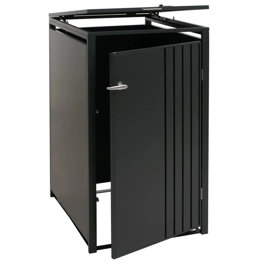 Mülltonnenverkleidung MCW-O67 Mülltonnenbox mit Deckel aus Metall in Anthrazit B/T/H: 122 x 68 x 84 cm - Bild 2