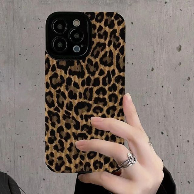 Luxuriöse Silikonhülle im Leoparden-Design für iPhone 14 15 Pro Max 13 12 11 und SE in Braun und Schwarz - Bild 1
