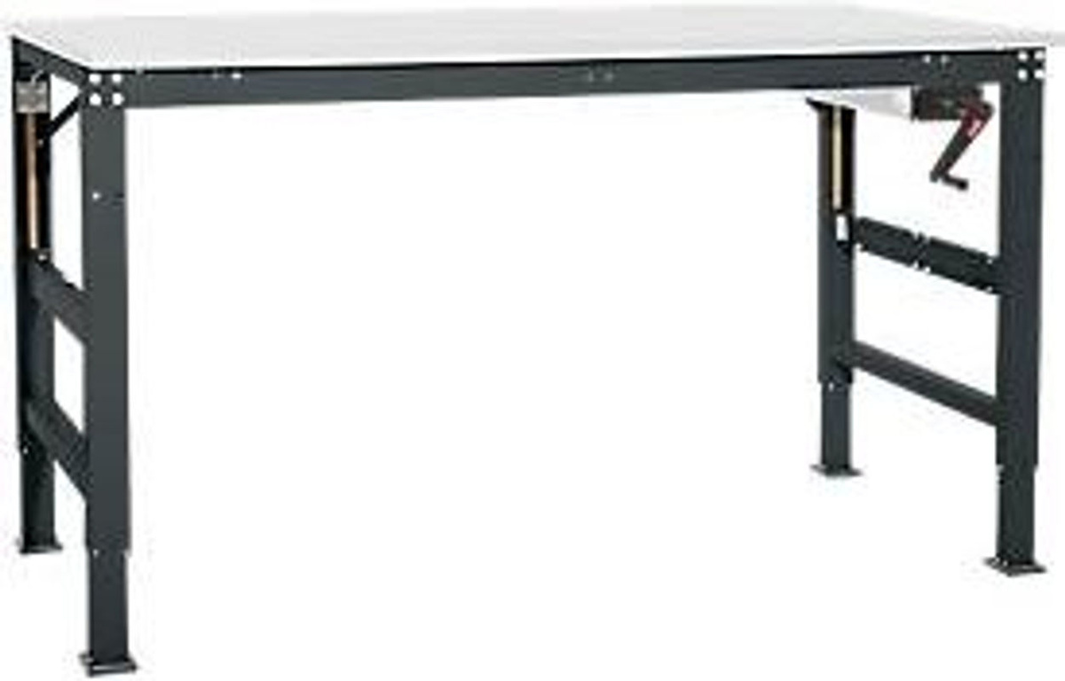 Manuflex Arbeitstisch Ergo K mit Kurbel, höhenverstellbar, anthrazit, B: 150 cm, T: 80 cm, H: 45 cm bis 75 cm - Bild 2