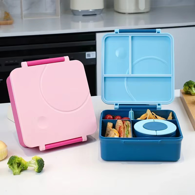 JUSTINLAU Kunststoff-Bento-Box mit Edelstahlschüssel in Blau, auslaufsichere und mikrowellengeeignete Lunchbox für Picknick, Schule und Büro - Bild 3