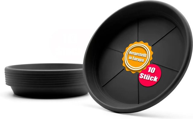 BigDean Blumentopf Untersetzer 10 Stück aus Kunststoff in Anthrazit Durchmesser: 19,5 cm - Bild 1