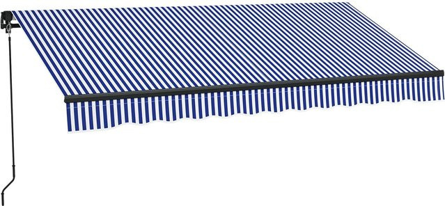 Outsunny Balkonmarkise aus Polyester und Aluminium in Blau-Weiß mit Handkurbel, B: 295 cm, H: 247 cm, T: 23 cm - Bild 1
