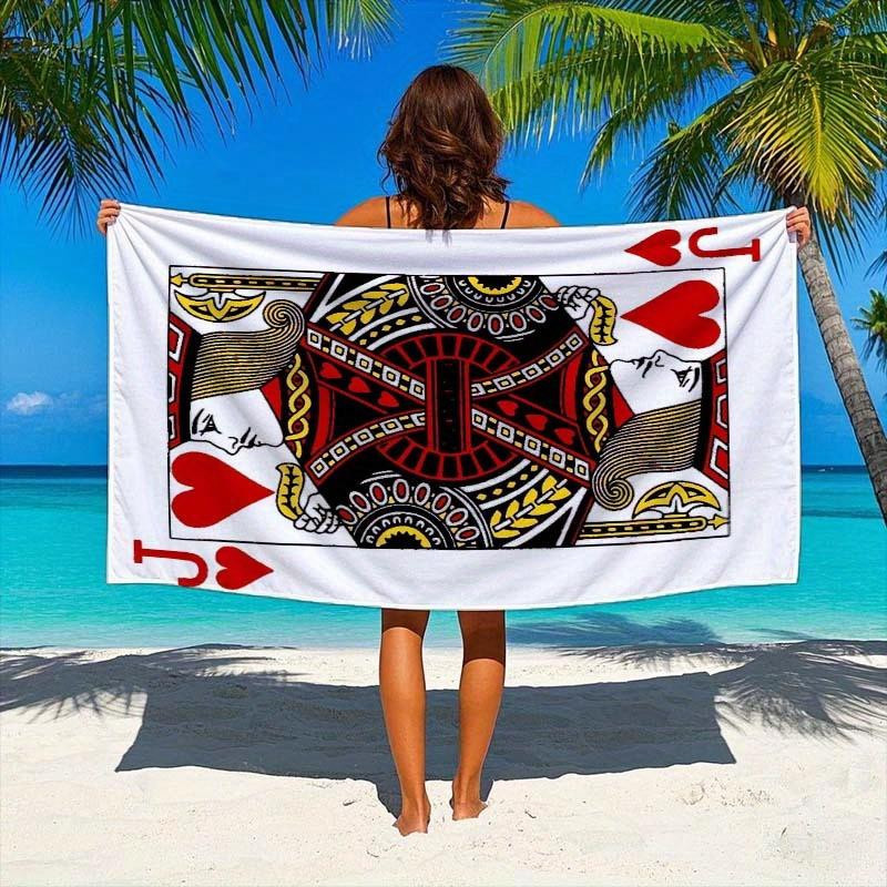 Ka Chen Muxi Strandtuch Herz Bube in Weiß, schnelltrocknende und sandabweisende Mikrofaser, B: 86 cm, H: 163 cm - Bild 5