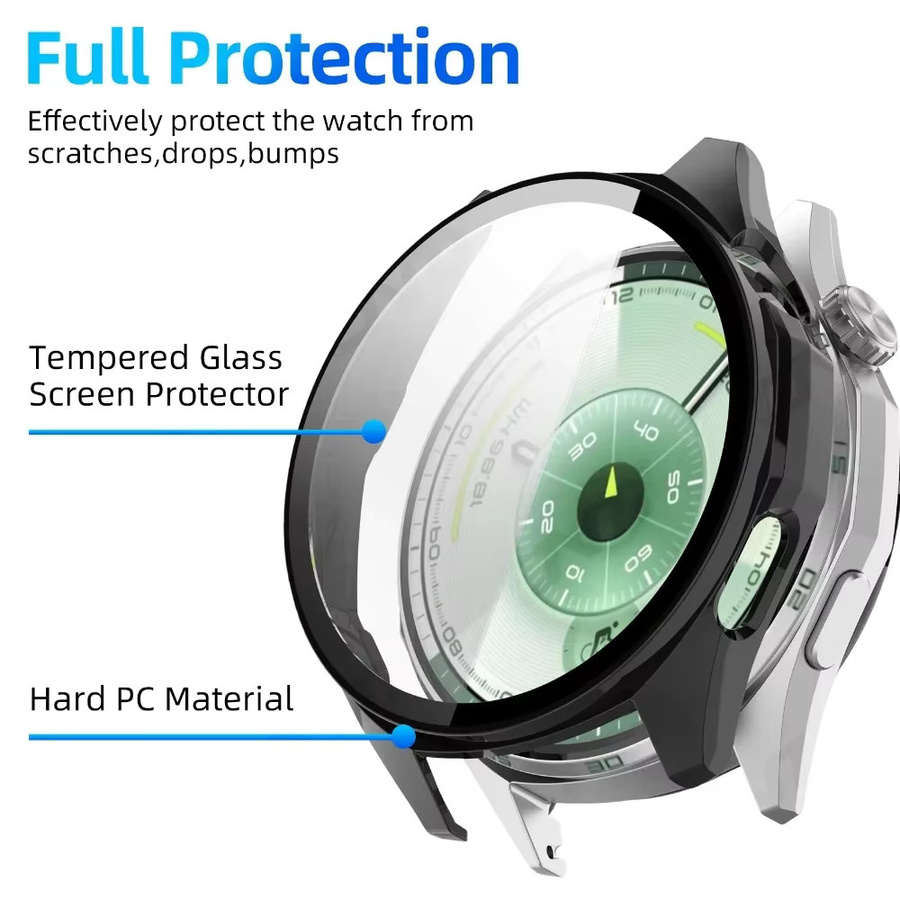 Huawei Schutzglas und PC-Gehäuse für Huawei Watch GT6 46 mm, Schwarz - Bild 2