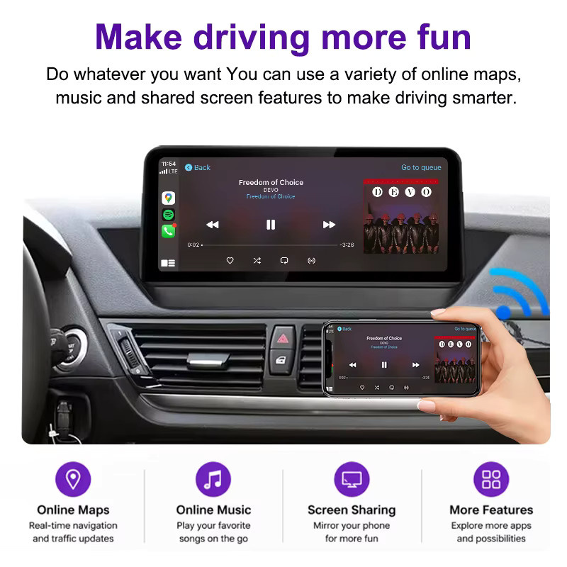 AUTOTOP 10,25 Zoll Linux Wireless Carplay Android Auto Touchscreen Autoradio für BMW X1 E84 2009-2015 CIC-System, Schwarz - Bild 6