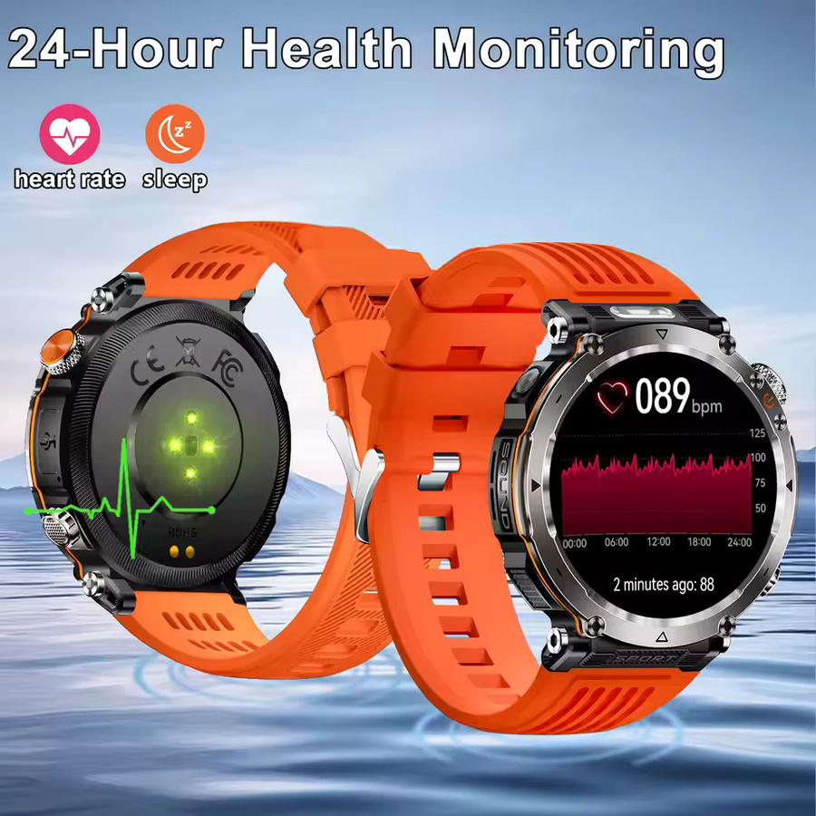 HT30 Smartwatch in Schwarz mit AMOLED Display, GPS, Kompass und 5ATM Wasserdichtigkeit für Outdoor-Sport sowie Herzfrequenzmessung - Bild 4