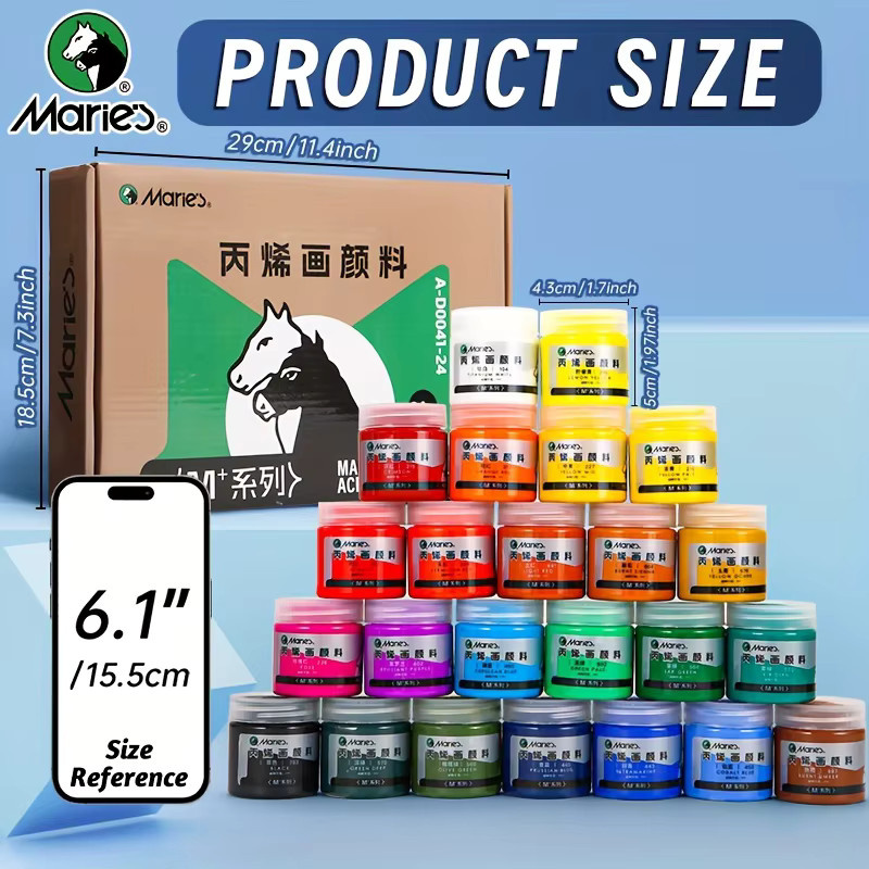 Marie's Acrylfarben-Set mit 24 Farben in Multicolour, 50 ml pro Tube, ideal für Holz, Glas, Leinwand und DIY-Projekte für Künstler und Erwachsene - Bild 5