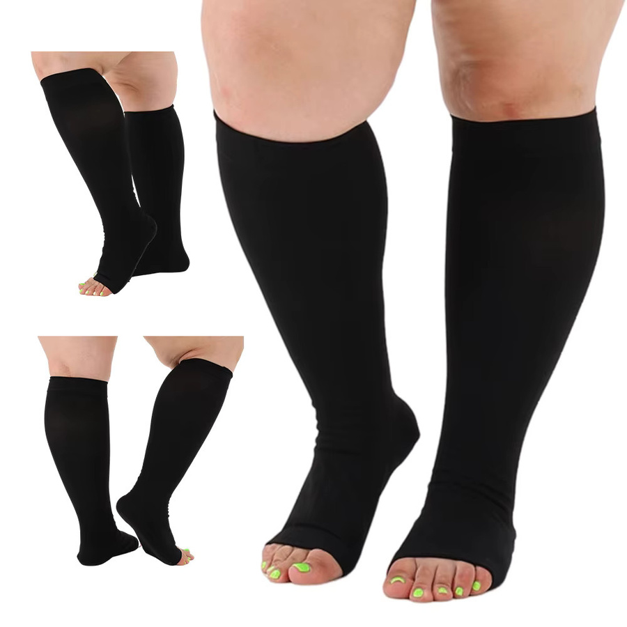 Legbeauty Kompressionssocken für Damen, offene Zehen, Übergröße - Bild 5