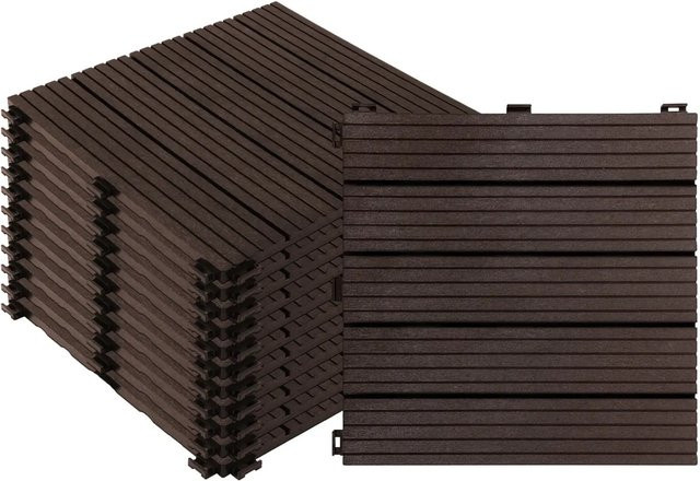 KARAT Terrassenfliesen Claire wetterfest in Braun und Grau mit Klick-System, 11er-Set, B/T: 30 x 30 cm - Bild 1