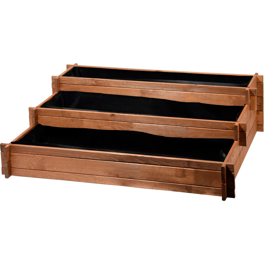 Dobar Peru 3-Etagen-Hochbeet aus Kiefernholz in Braun inkl. Pflanzfolie, B/T/H: 100 x 36 x 88 cm - Bild 2