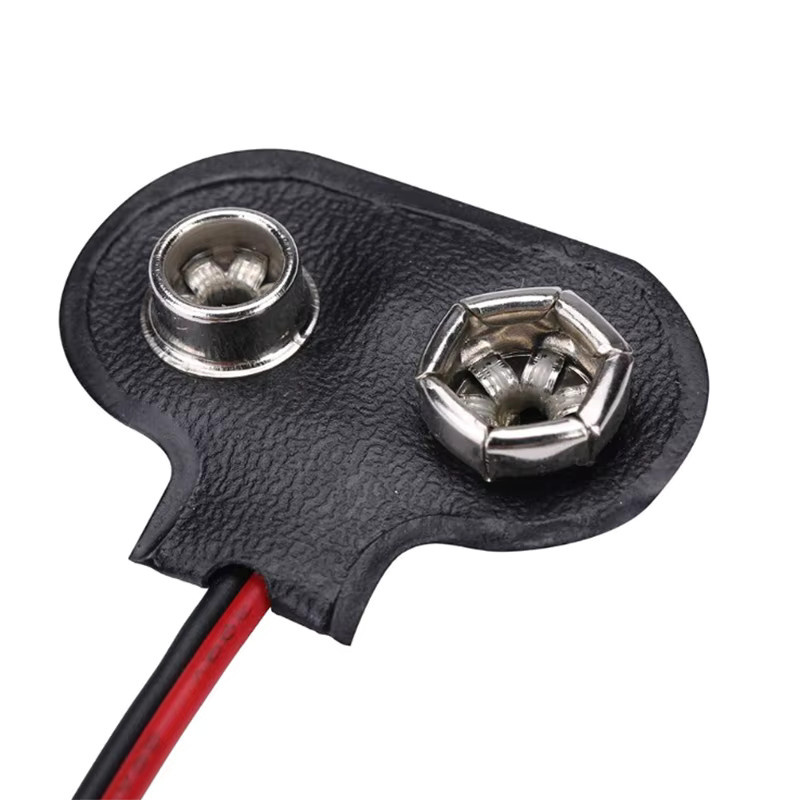AOKIN 10er Set 9V Batterie Clip Stecker mit DC Barrel Plug und Krokodilklemmen in Schwarz - Bild 3