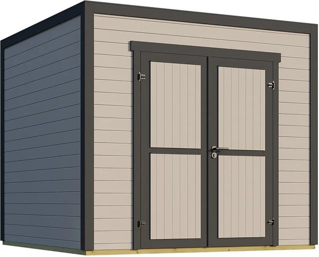 Weka Gartenhaus Stella 2 mit Flachdach in Hellgrau, B/T: 250 x 250 cm - Bild 1