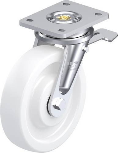 Blickle Lenkrolle 35915 LO-SPO 200K-ST mit Feststeller, Rad-Durchmesser: 20 cm, Tragfähigkeit: 1250 kg, verzinkt und weiß - Bild 1