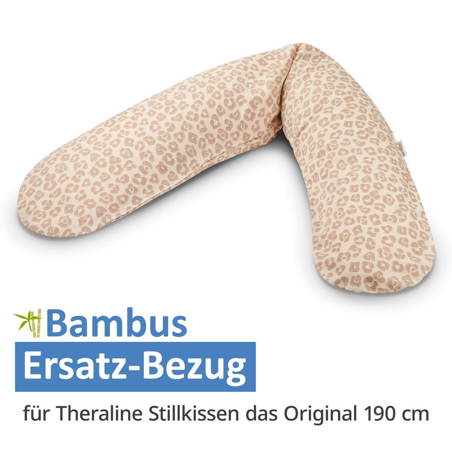 Theraline Ersatzbezug für das Original Stillkissen aus Bio-Baumwolle Bamboo in Beige, 190 cm - Bild 1