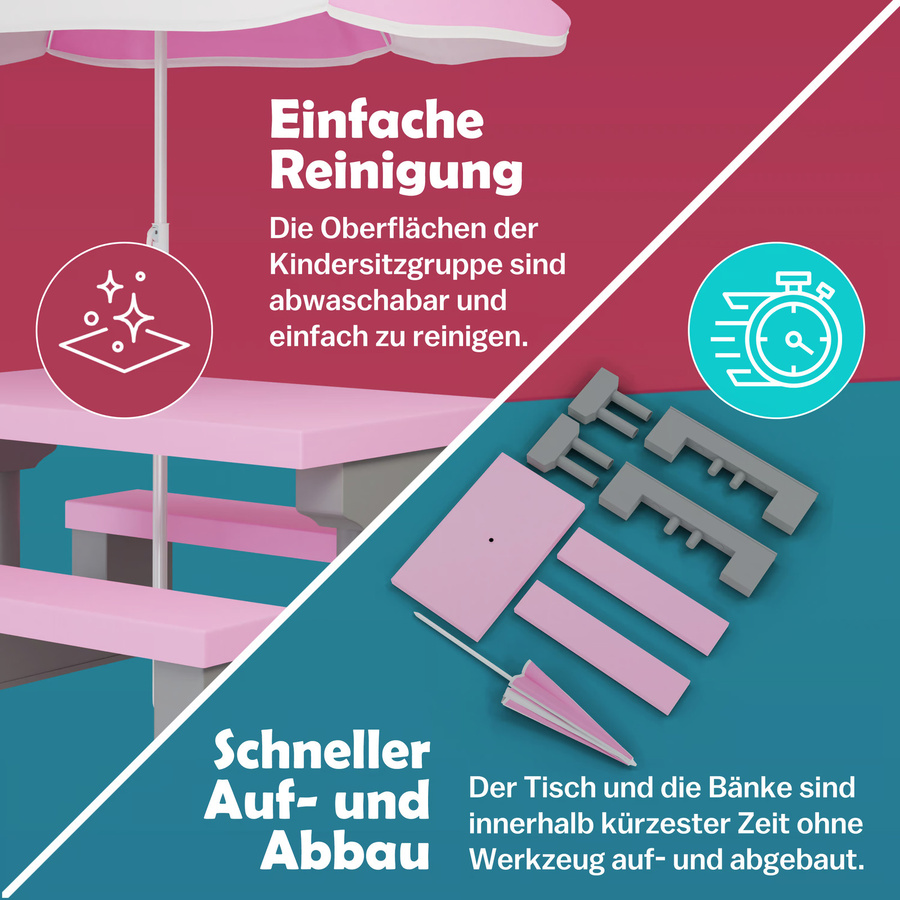 Kindersitzgruppe in Pink mit Sonnenschirm - Bild 2