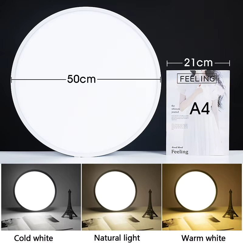 MARPOU LED-Deckenleuchte in Weiß mit App-Steuerung und Fernbedienung, ultradünnes Panel für Wohnzimmer und Schlafzimmer, Durchmesser: 50 cm - Bild 2