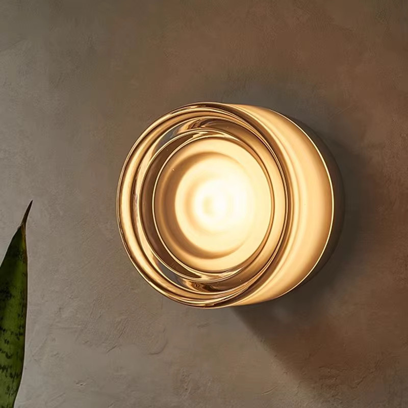 Moderne LED-Wandleuchte von DARHYN in Grau mit bernsteinfarbenem Gelee-Glas-Dekor für Wohnzimmer, Flur und Esszimmer - Bild 2