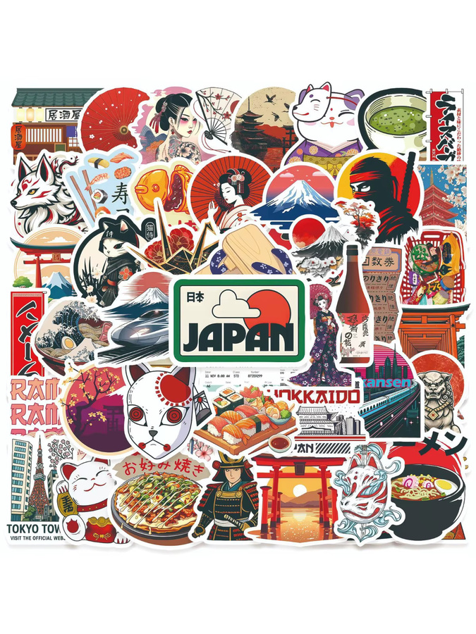 50 Stück Japanische Reisekultur Aufkleber Multicolour für Handy, Laptop und Scrapbook - Bild 3