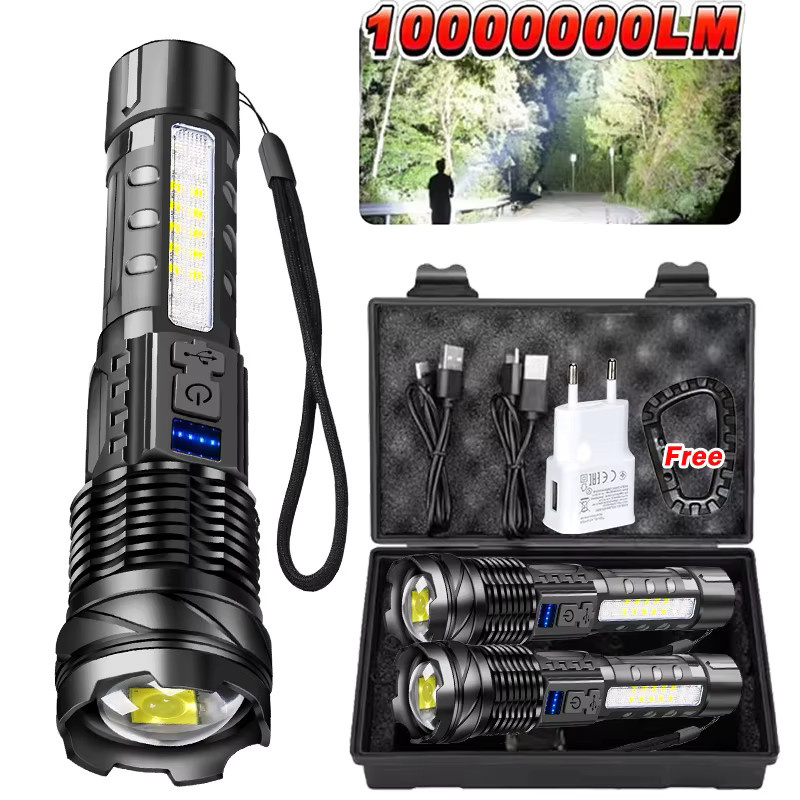 KDULIT Wiederaufladbare LED-Taschenlampe in Schwarz mit Zoomfunktion und LED-Anzeige, wasserdichtes Outdoor-Handlicht mit 7 Modi für Camping und Wildnis - Bild 7