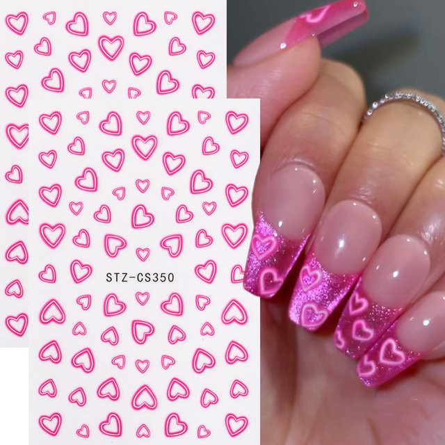 Rosa hohle Herz-Nagelaufkleber, glänzend, Unisex - Bild 1